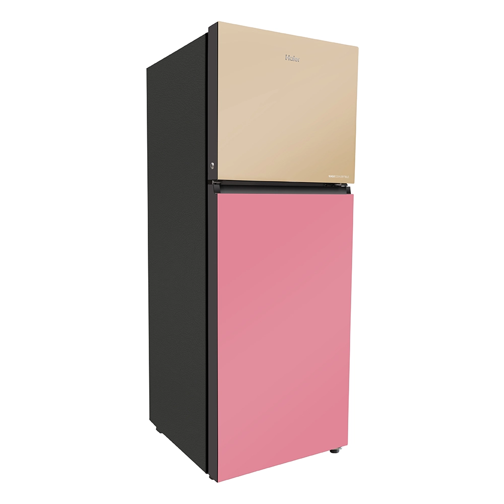 Haier Vogue Series 328L cream Pink  Glass  Finish Top Mount Frost Free 10 in 1 Convertible Refrigerator HRF-3783CPG-P